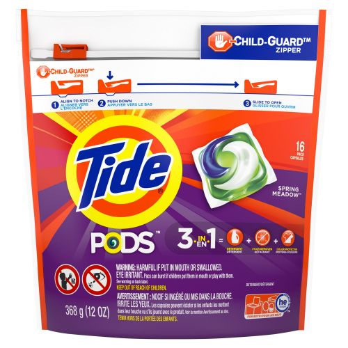 Tide PODS Laundry Detergent, Spring Meadow (case of 6, 16 count bags)