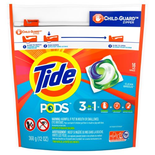 Tide PODS Laundry Detergent, Clean Breeze (case of 6, 16 count bags)