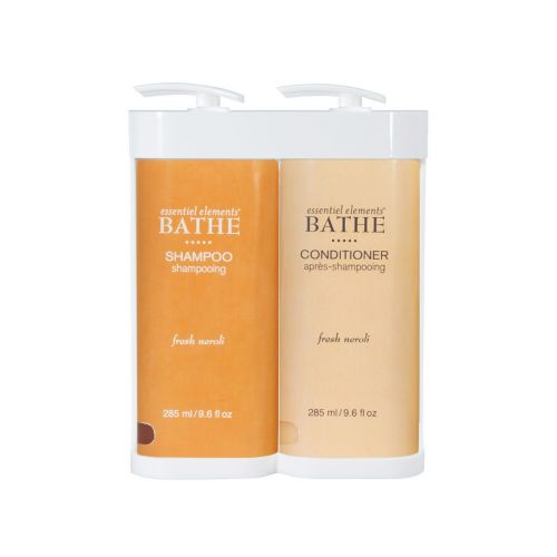 Essentiel Elements Bathe Shampoo and Conditioner with Double Bracket Dispenser, 9.6oz/285ml