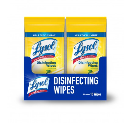 Lysol® Resealable Disinfecting Wipes, Lemon Scent - 15 Count